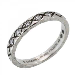 Chanel Coco Crush Ring, 5PD, Pt950 Platinum, Diamond, Size 49, Women's